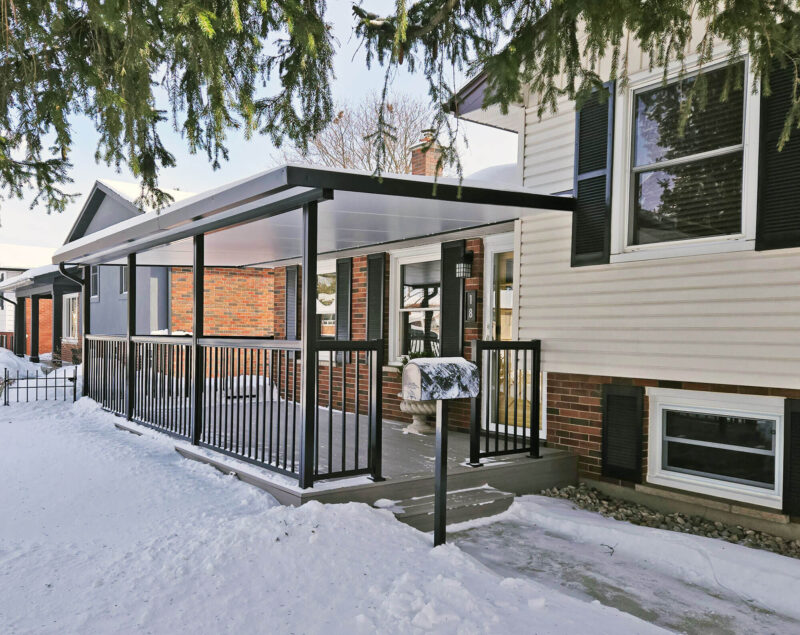 Bright & Covered Patio Awning & Railing